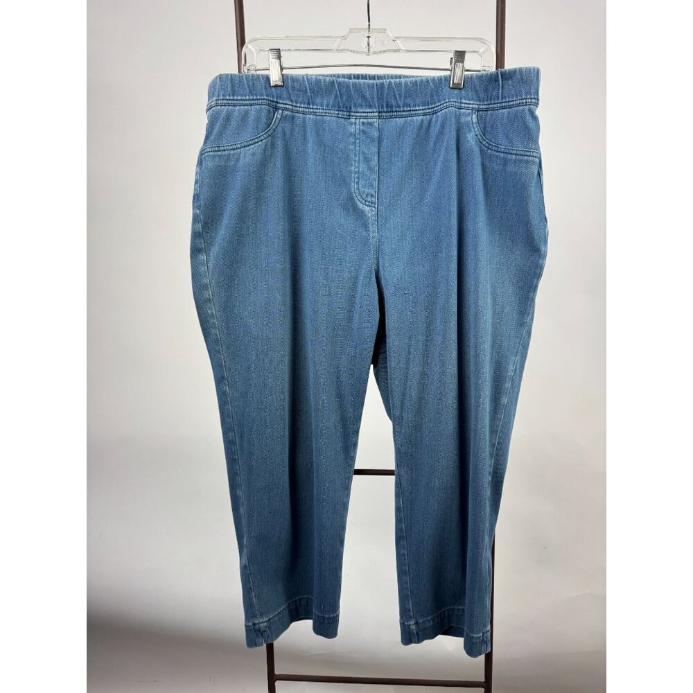 Kim Rogers Curvy Womens 18W Blue Denim Pull-On Jean Capris Stretch